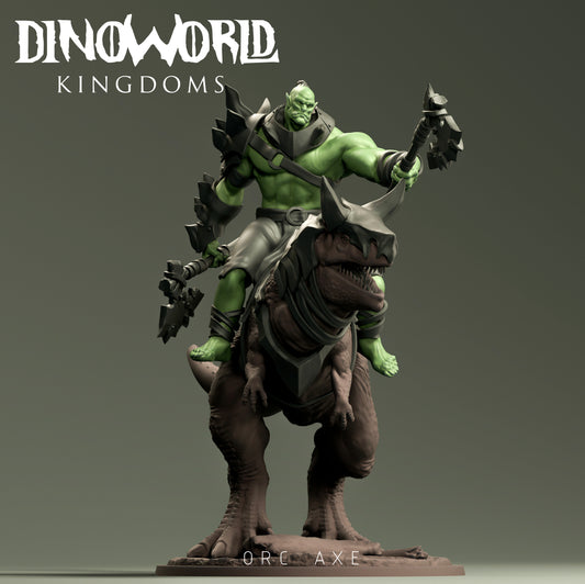 Dinoworld - Kingdoms #2 - Carnotaurs w/Orc Mount #2 - DnD/Pathfinder/TTRPG Figure