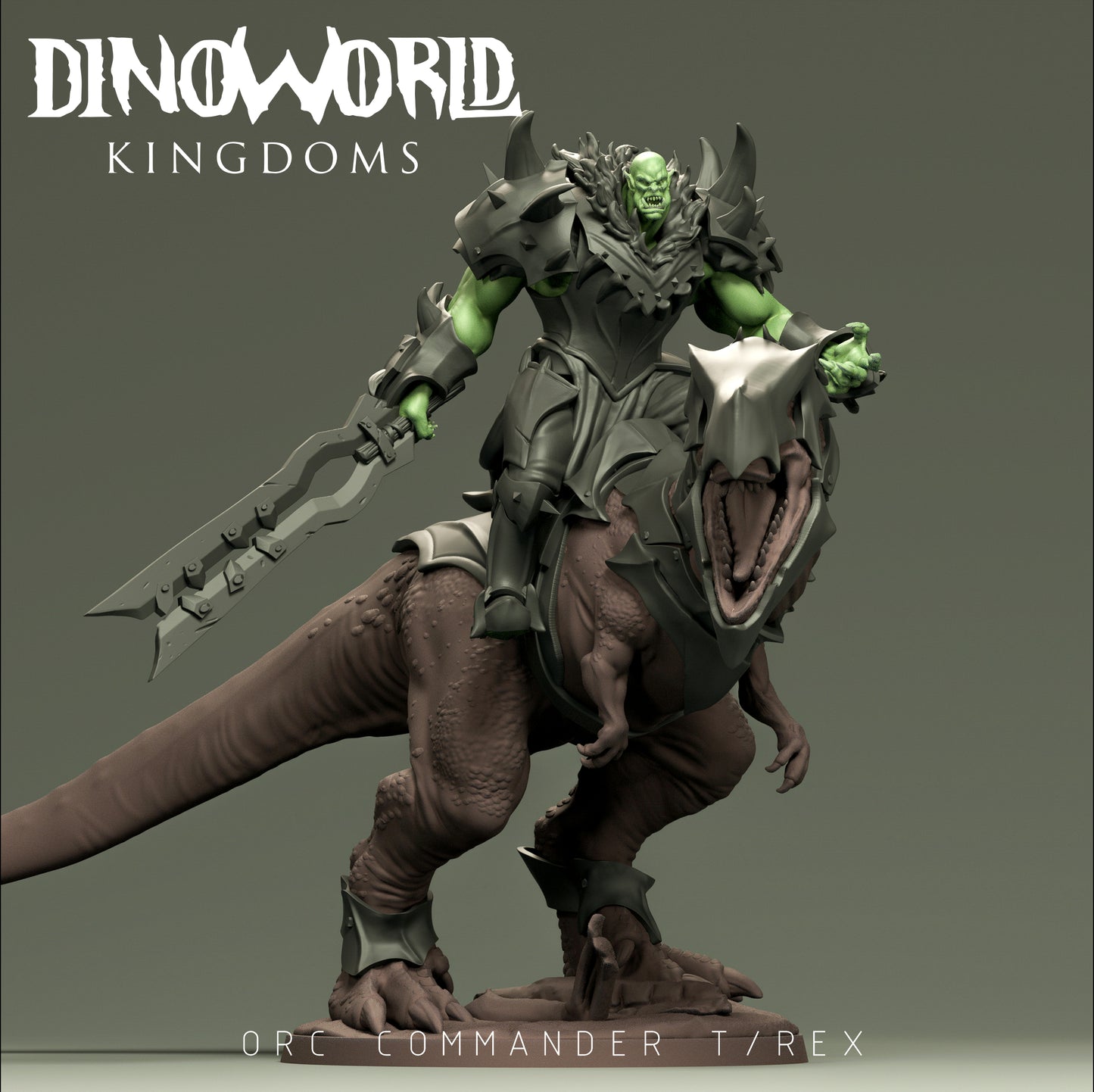 Dinoworld - Kingdoms #2 - Orc Commander Mounted - DnD/Pathfinder/TTRPG Figure