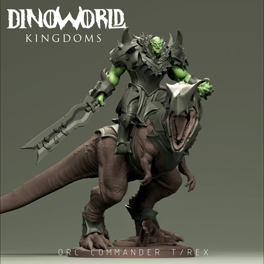 Dinoworld - Kingdoms #2 - Orc Commander Mounted - DnD/Pathfinder/TTRPG Figure