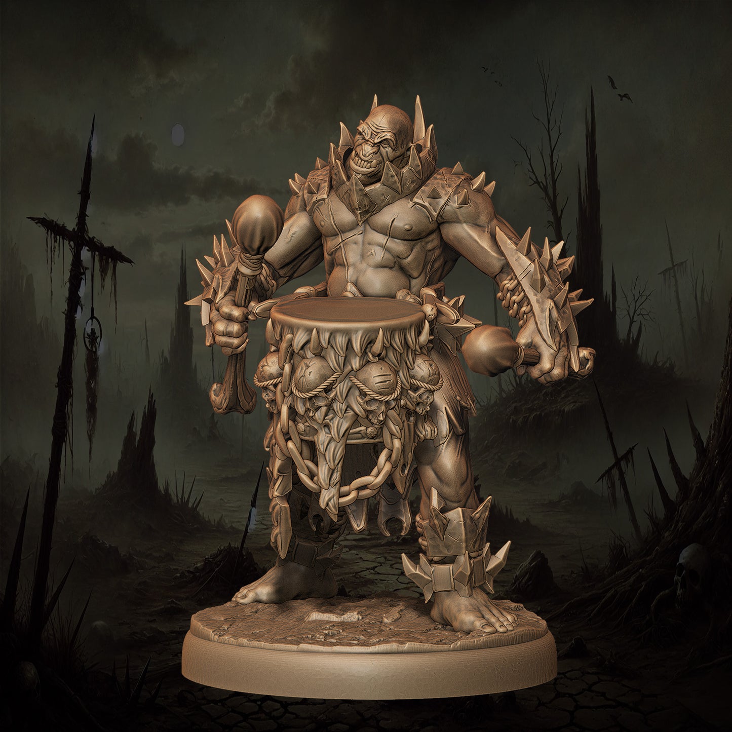 Monolith Arts - Orcs - Drummer Berserker - DnD/TTRPG Figure/Miniature