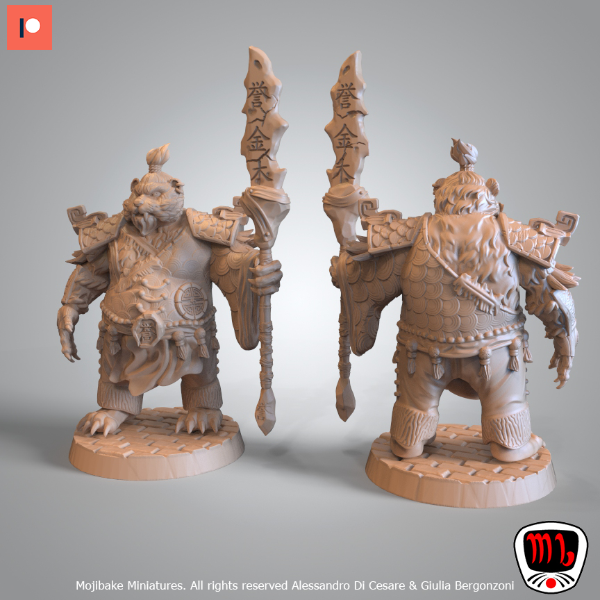 Mojibake - Kaiha Garden - Bearfolk Guards - DnD/TTRPG Figure/Miniature - Helios3DPrinting