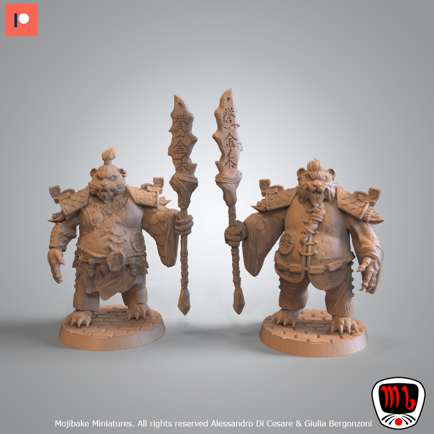 Mojibake - Kaiha Garden - Bearfolk Guards - DnD/TTRPG Figure/Miniature - Helios3DPrinting