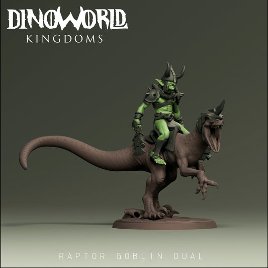 Dinoworld - Kingdoms #2 - Raptor w/Goblin Mount #2 - DnD/Pathfinder/TTRPG Figure