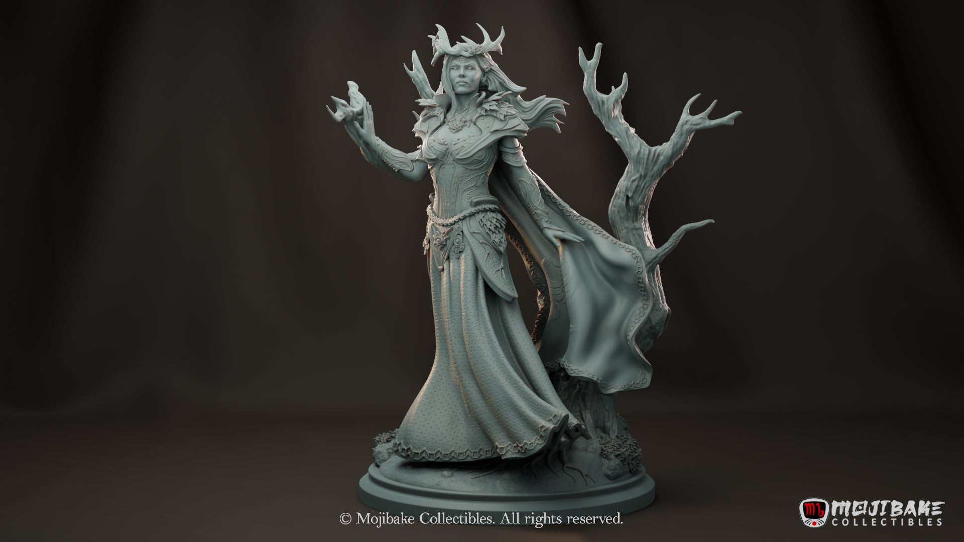 Mojibake - Hidden in the Shadows - Nyala Virven, Elf Queen of the Forest - 120mm Pin Up/Figure/Model/Diorama - Helios3DPrinting