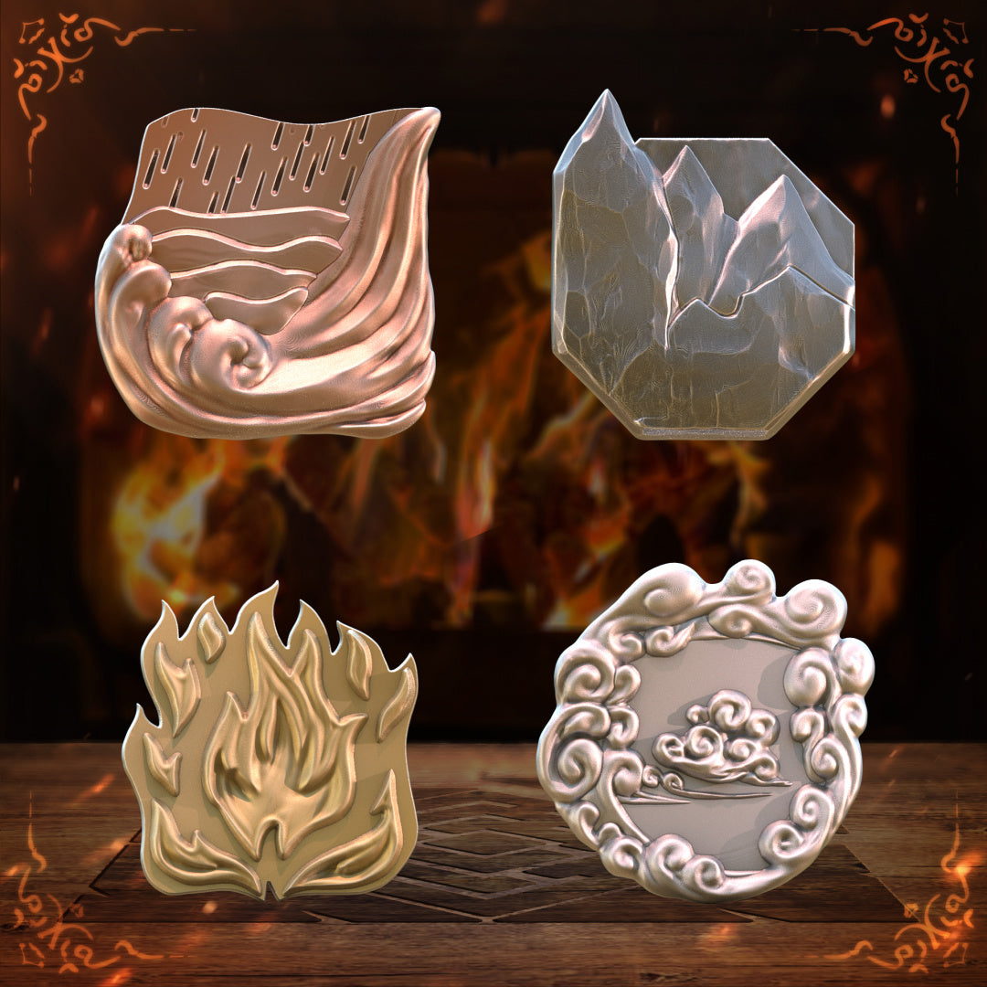 Unchained Games - Four Elements Coins x5 - DnD/TTRPG/Roleplaying/Wargames