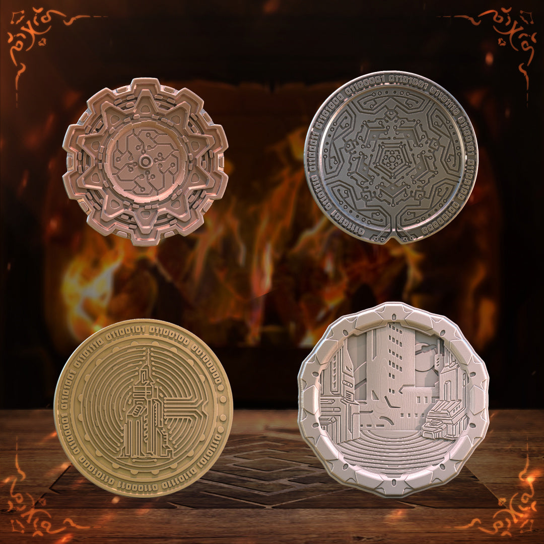 Unchained Games - Sci-Fi Coins x10 - DnD/TTRPG/Roleplaying/Wargames