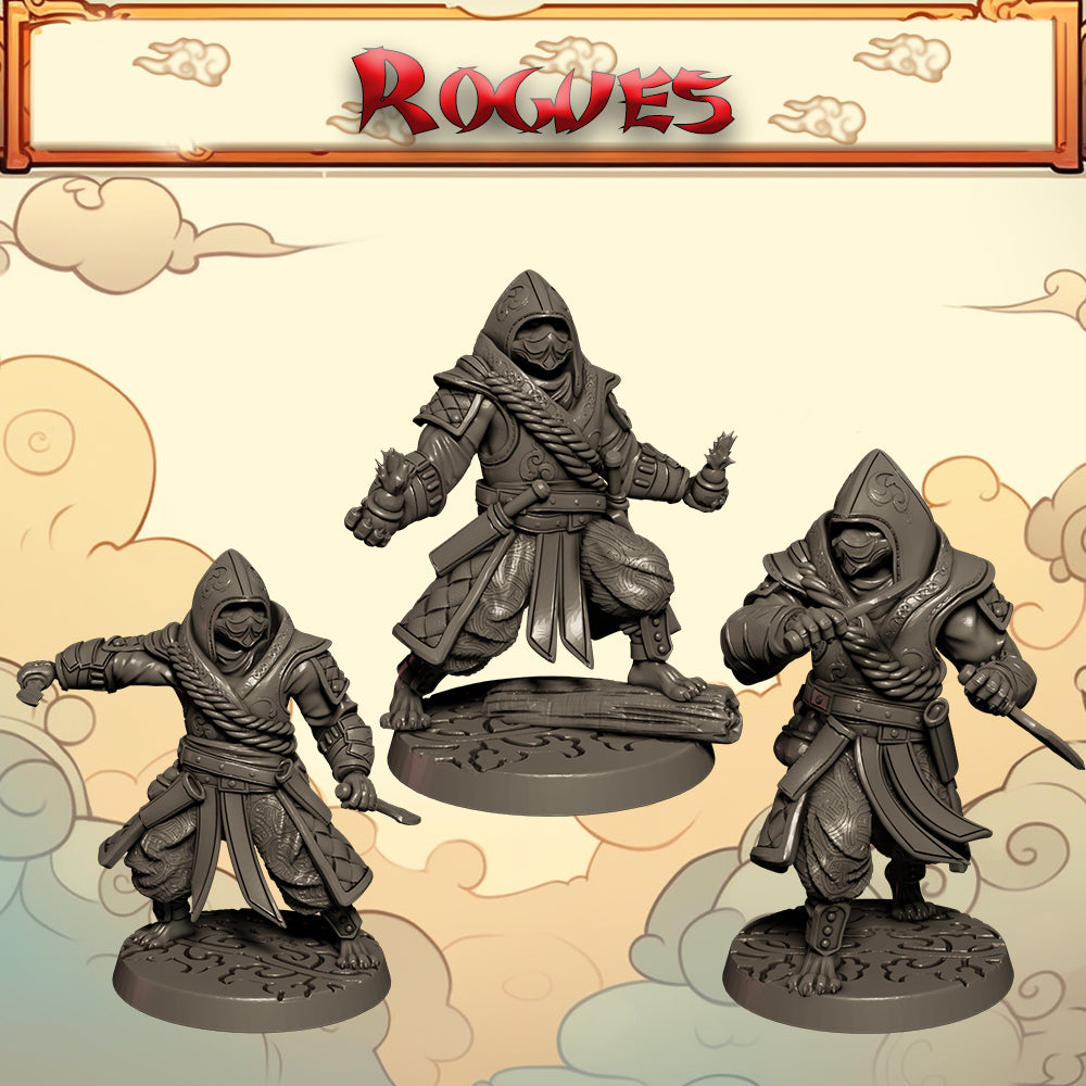 Mojibake - Battle for Xiuyu - Tabaxi Rogues - DnD/TTRPG Figure/Miniature - Helios3DPrinting