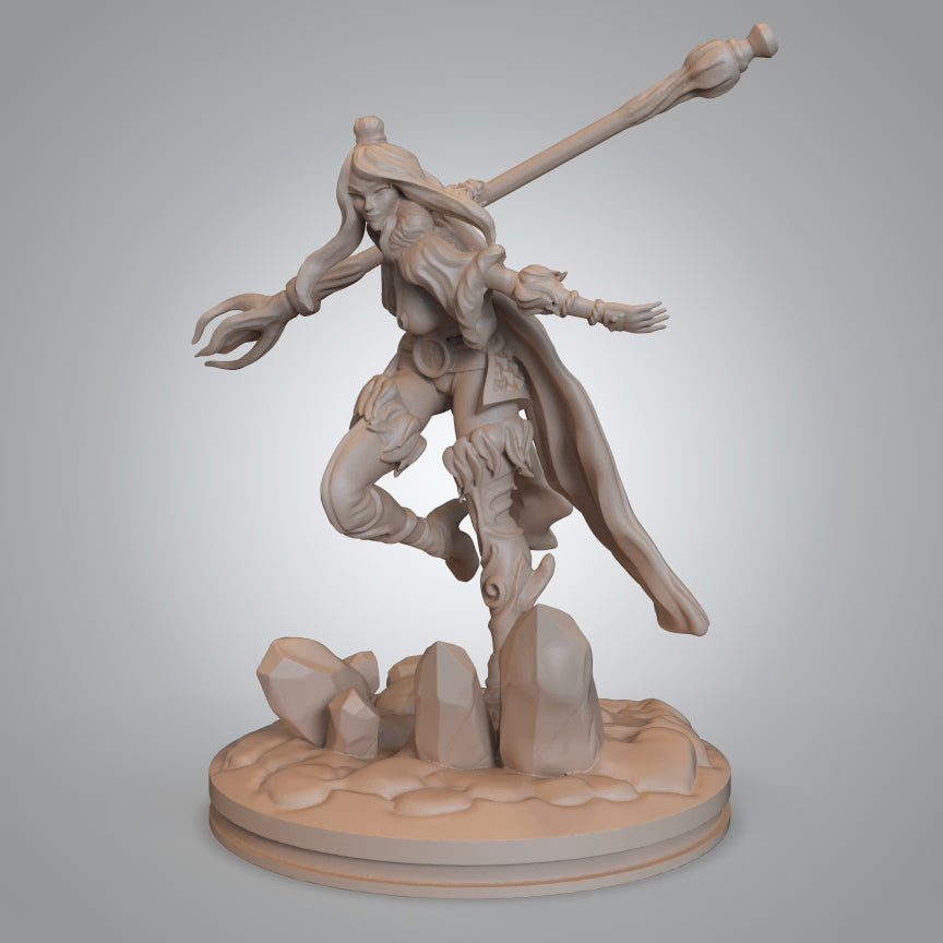 Mojibake - Battle for Genbushan - Human Wizard - 2 Poses - DnD/TTRPG Figure/Miniature - Helios3DPrinting