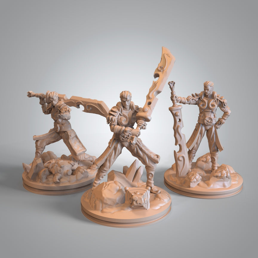 Mojibake - Battle for Genbushan - Human Fighter - 3 Poses - DnD/TTRPG Figure/Miniature - Helios3DPrinting