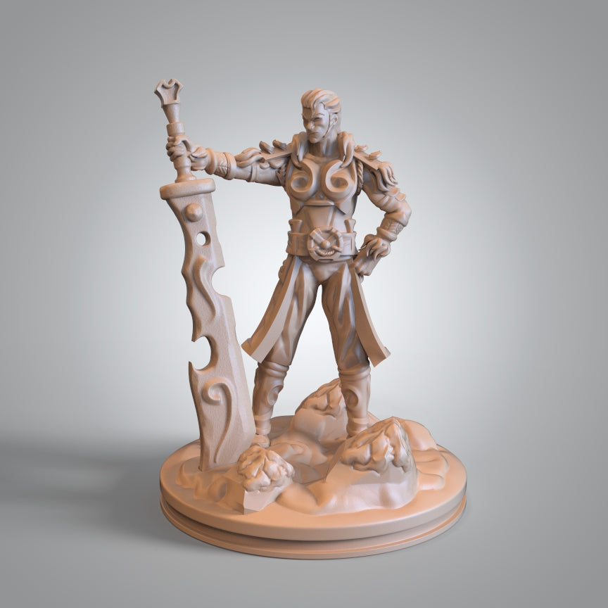 Mojibake - Battle for Genbushan - Human Fighter - 3 Poses - DnD/TTRPG Figure/Miniature - Helios3DPrinting