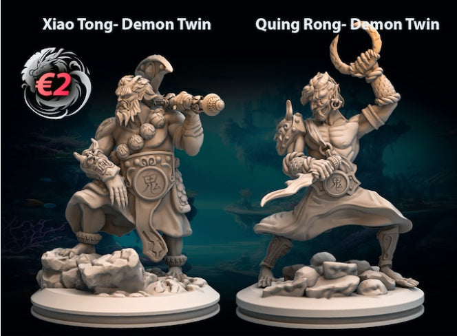 Mojibake - Fantasy Realms - Demon Twins - DnD/TTRPG Figure/Miniature - Helios3DPrinting