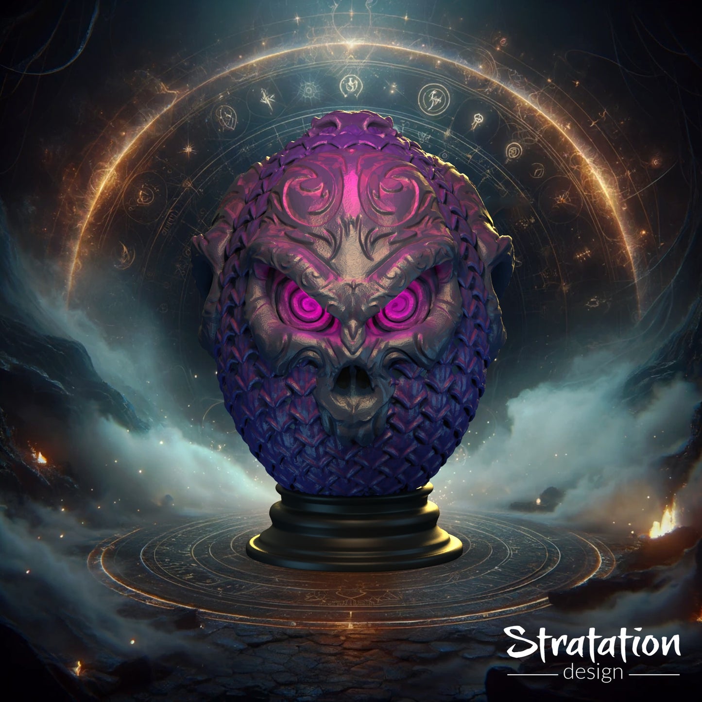 Stratation Design - Skullguard Dragon Egg Dice Box - DnD/TTRPG/Roleplaying/Wargames