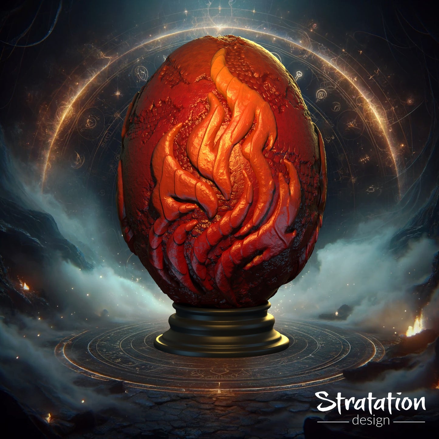 Stratation Design - Blazeheart Dragon Egg Dice Box - DnD/TTRPG/Roleplaying/Wargames