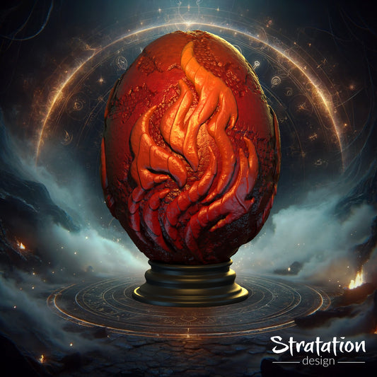 Stratation Design - Blazeheart Dragon Egg Dice Box - DnD/TTRPG/Roleplaying/Wargames