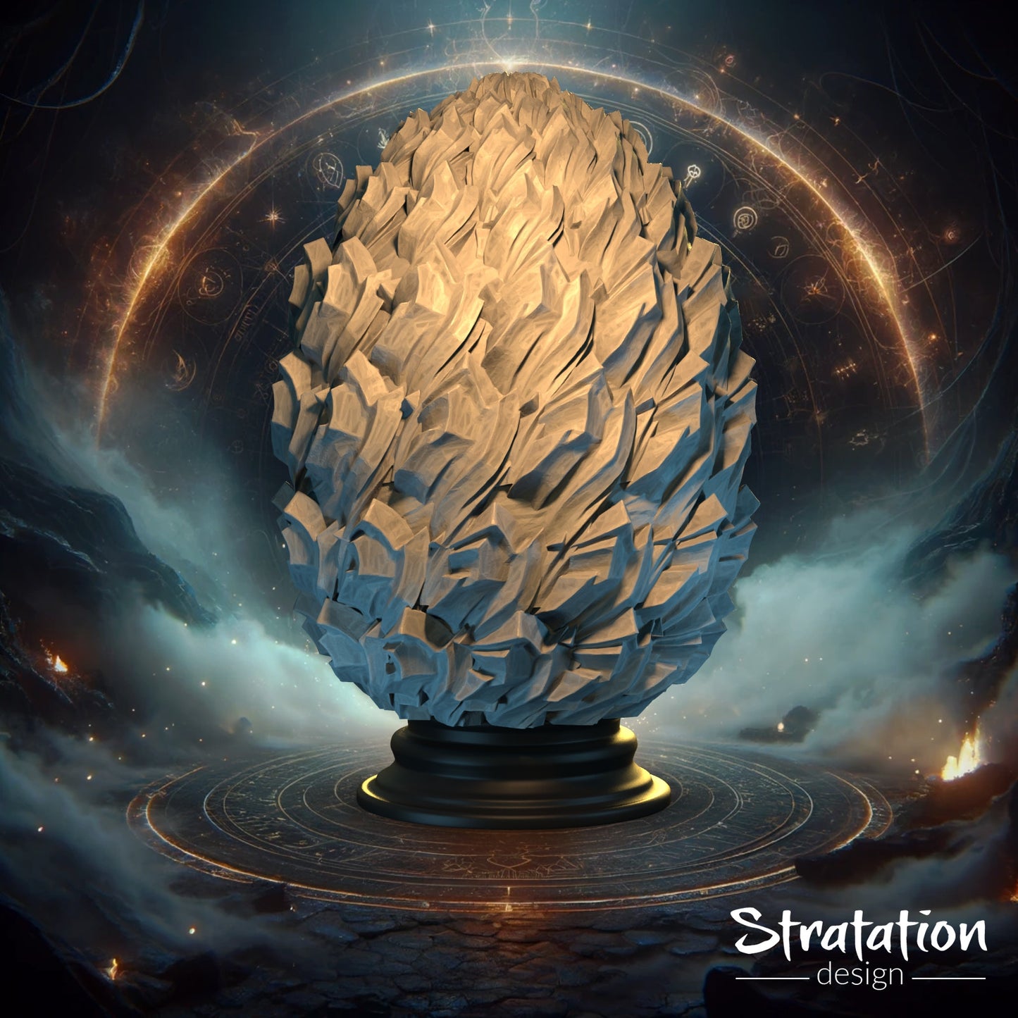Stratation Design - Steelshard Dragon Egg Dice Box - DnD/TTRPG/Roleplaying/Wargames