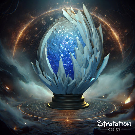 Stratation Design - Frostcrest Dragon Egg Dice Box - DnD/TTRPG/Roleplaying/Wargames