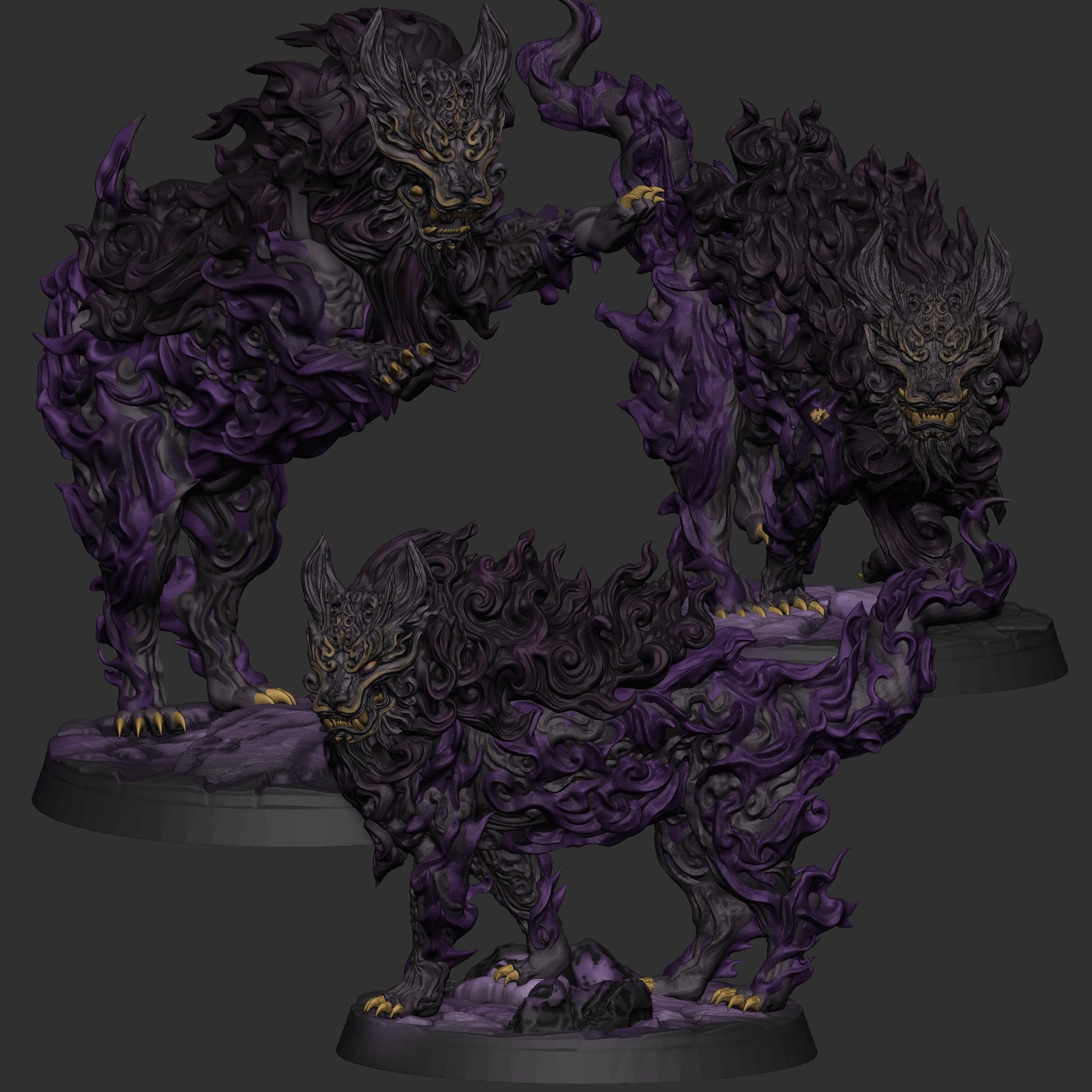 Mojibake - Battle for Xiuyu - Shadow Elemental Beasts - DnD/TTRPG Figure/Miniature - Helios3DPrinting