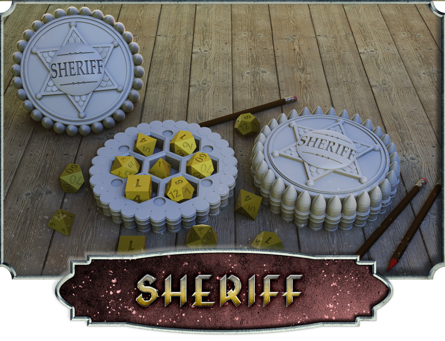 Crosslances - Dice Holder - Sheriff - DnD/TTRPG/Roleplaying/Wargames