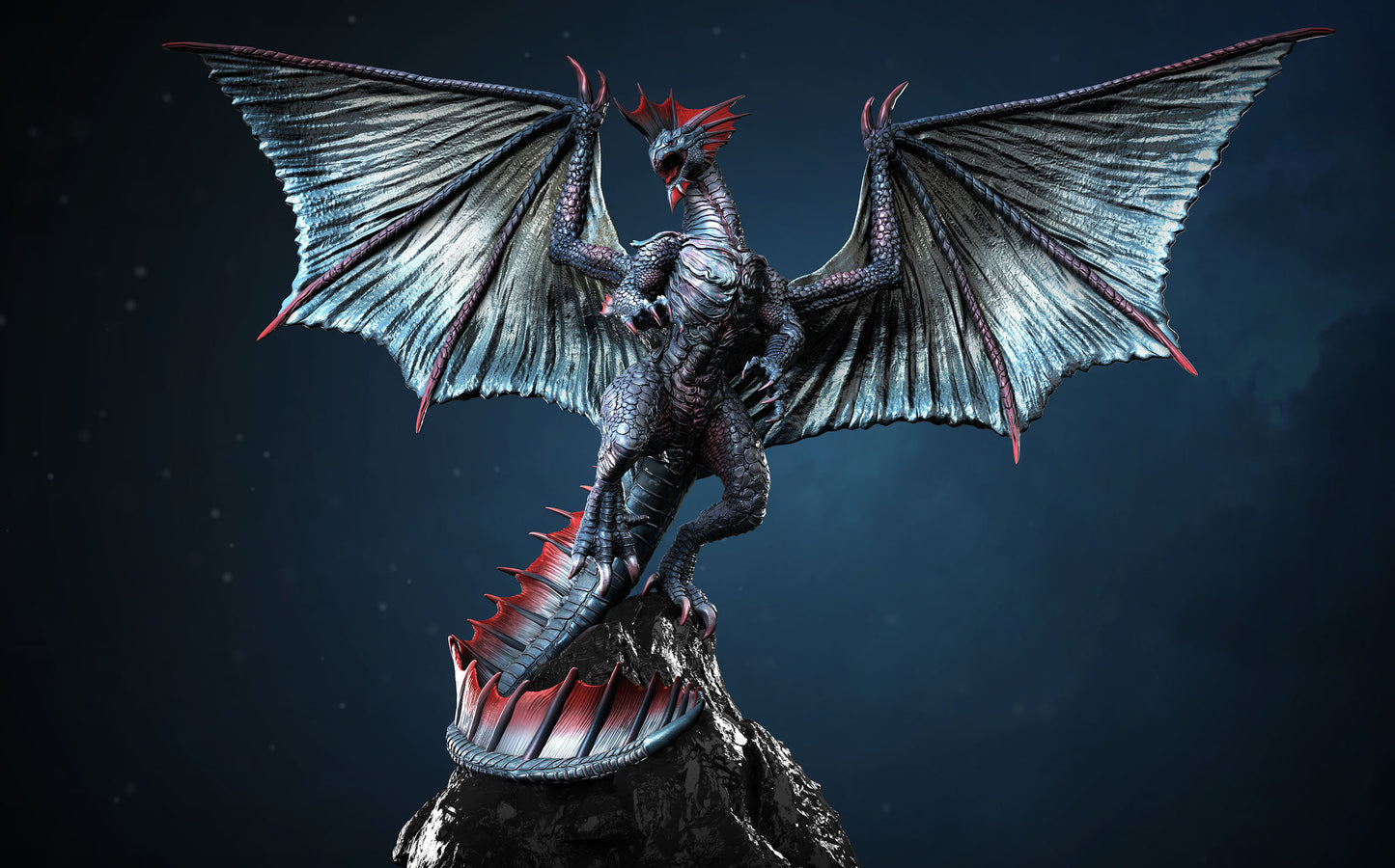 Aether & Alchemist - Ancient Silver Dragon - DnD/TTRPG Figure/Miniature - Helios3DPrinting