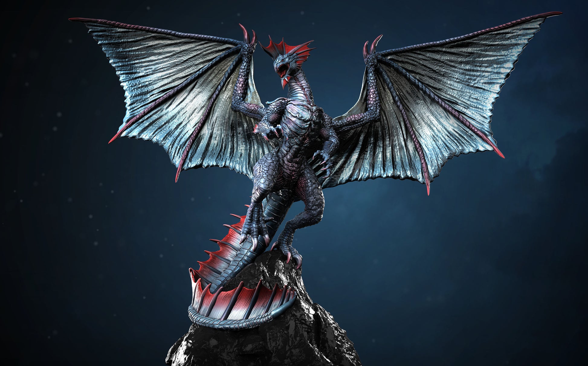 Aether & Alchemist - Ancient Silver Dragon - DnD/TTRPG Figure/Miniature - Helios3DPrinting