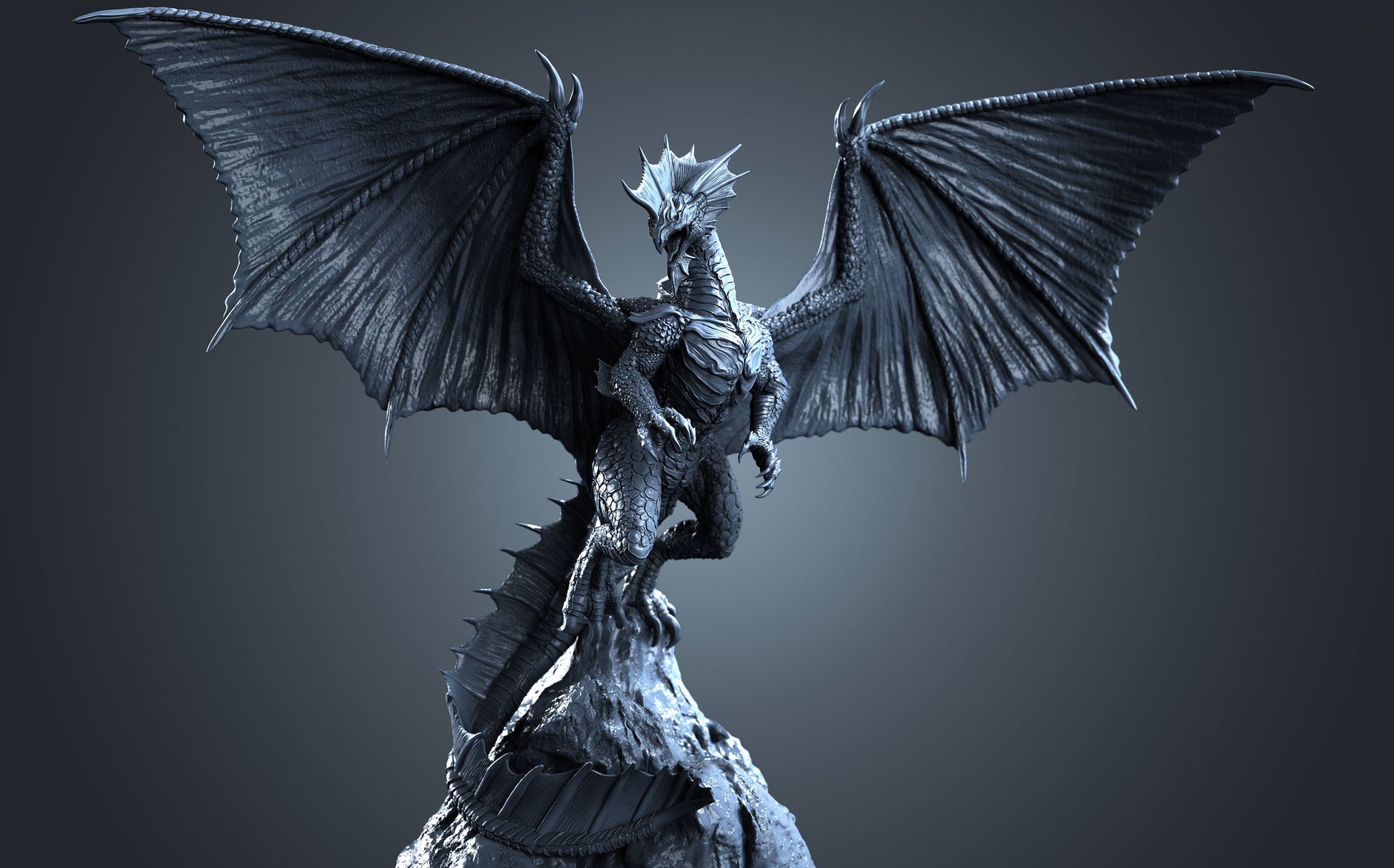 Aether & Alchemist - Ancient Silver Dragon - DnD/TTRPG Figure/Miniature - Helios3DPrinting