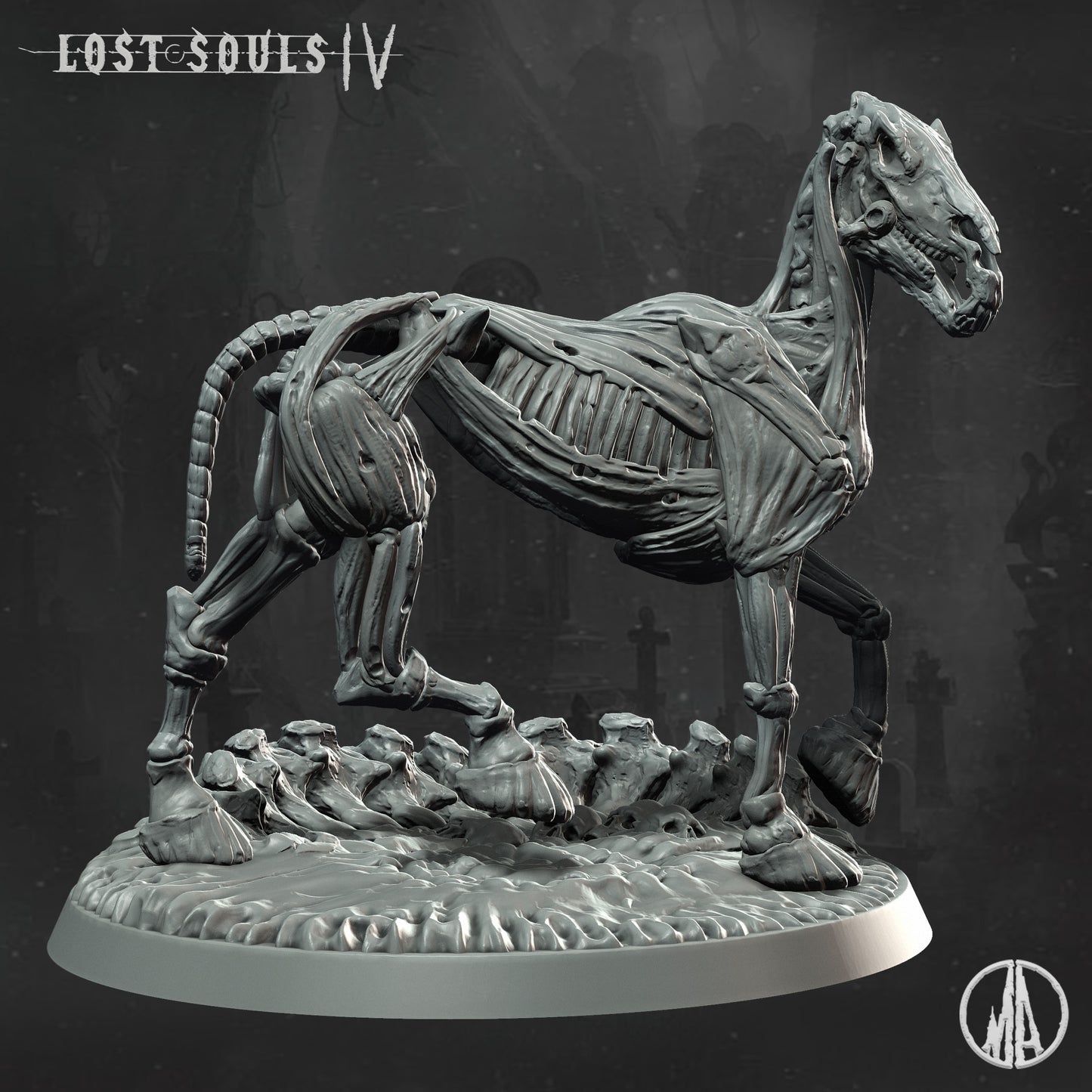 Monolith Arts - Lost Souls IV - Skeleton Horse #2 - DnD/TTRPG Figure/Miniature