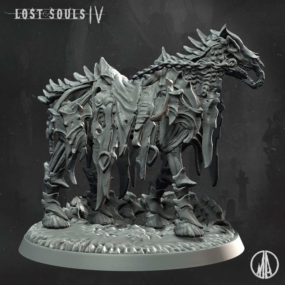 Monolith Arts - Lost Souls IV - Skeleton Horse #3 - DnD/TTRPG Figure/Miniature