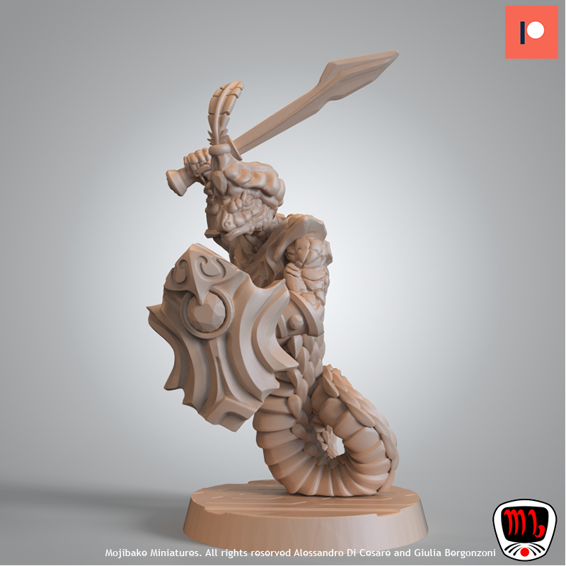 Mojibake - Temple of the Broken Spires - Yuan-ti Guard - DnD/TTRPG Figure/Miniature - Helios3DPrinting