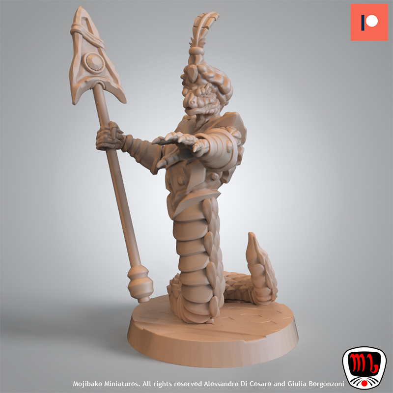 Mojibake - Temple of the Broken Spires - Yuan-ti Guard - DnD/TTRPG Figure/Miniature - Helios3DPrinting