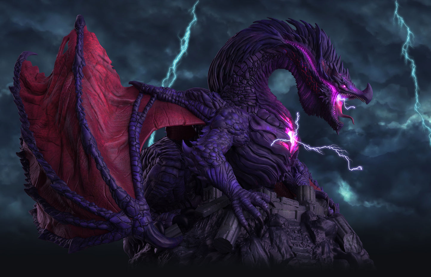 Aether & Alchemist - Purple Storm Dragon - DnD/Pathfinder/TTRPG Figure - Helios3DPrinting