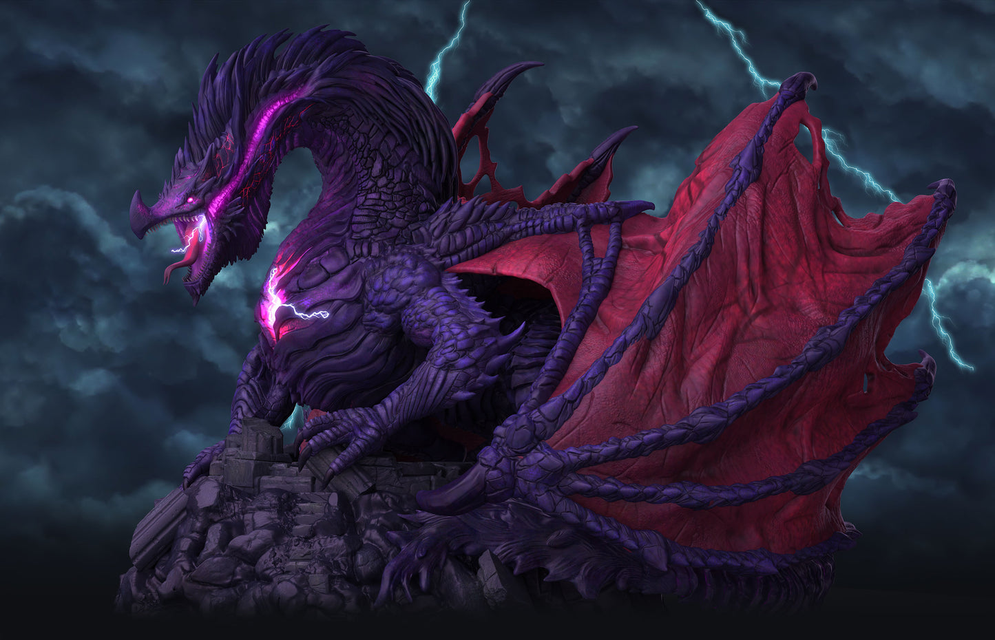 Aether & Alchemist - Purple Storm Dragon - DnD/Pathfinder/TTRPG Figure - Helios3DPrinting