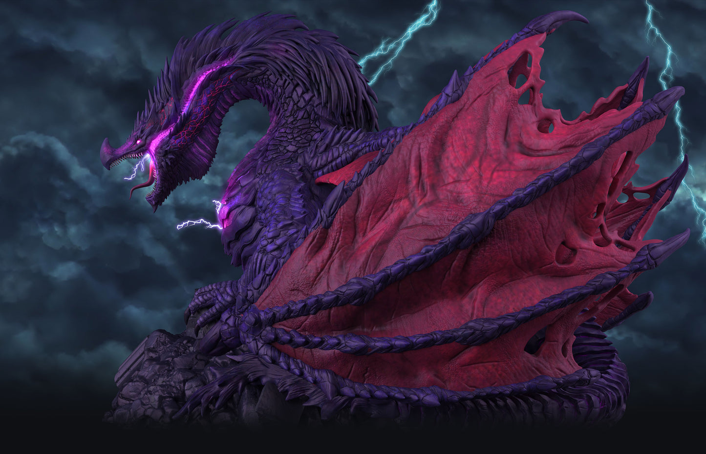 Aether & Alchemist - Purple Storm Dragon - DnD/Pathfinder/TTRPG Figure - Helios3DPrinting
