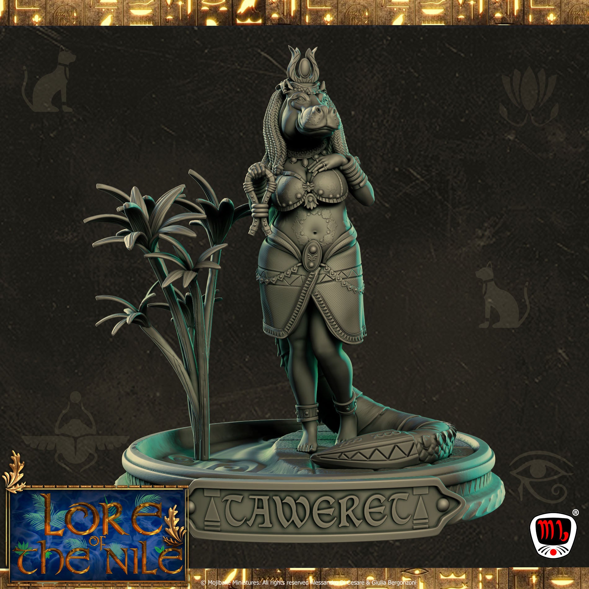 Mojibake - Lore of the Nile - Taweret, Goddess of Childbirth - 120mm Pin Up/Figure/Model/Diorama - Helios3DPrinting