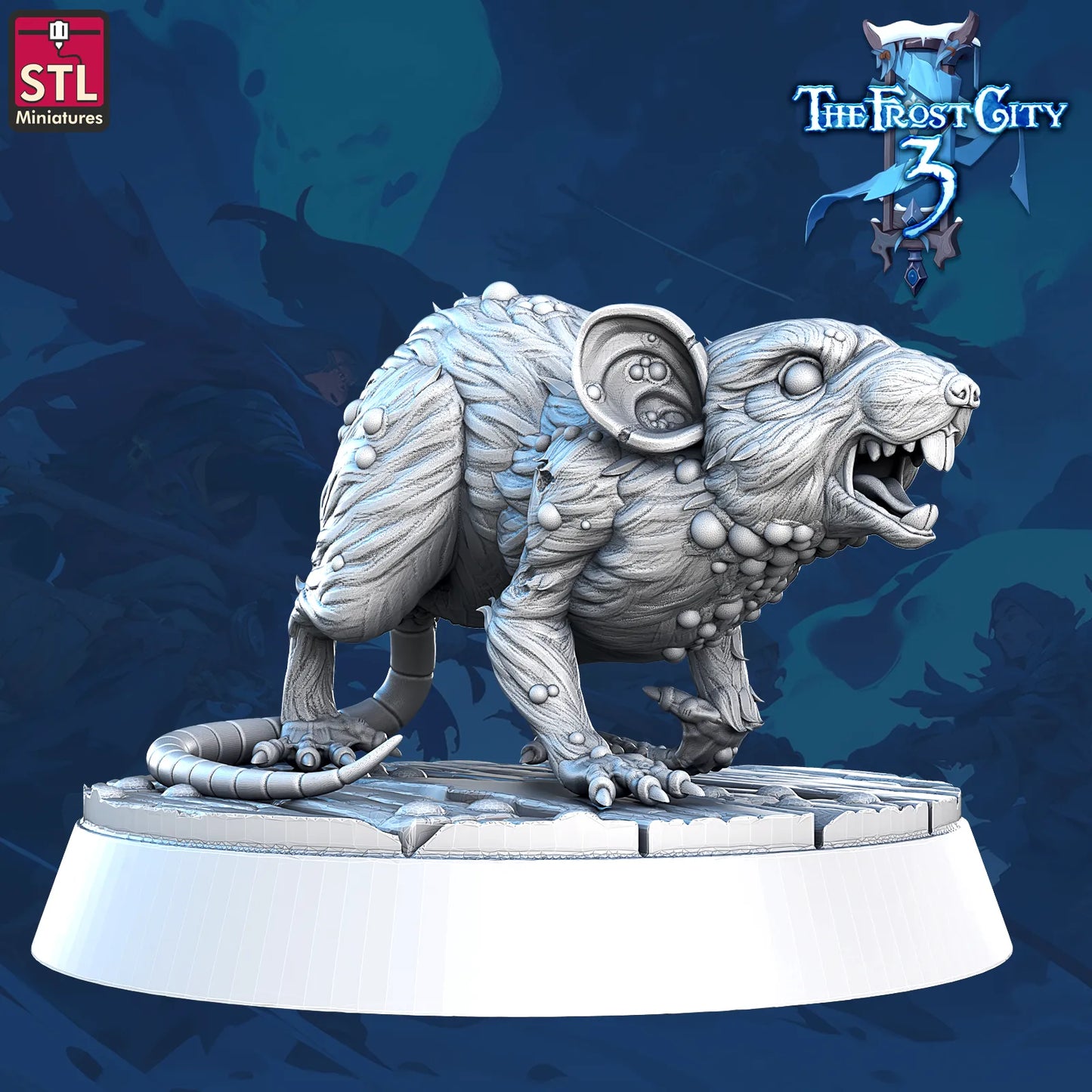 STL Miniatures - Frost City - Giant Rat #2 - DnD/TTRPG Figure/Miniature