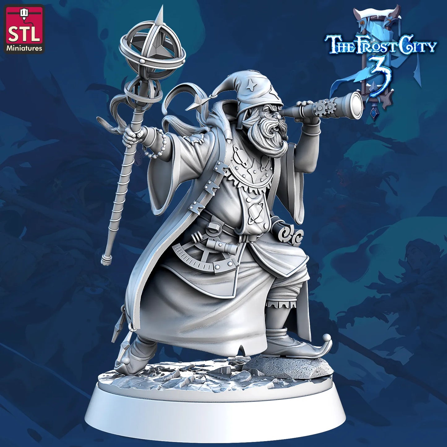 STL Miniatures - Frost City - Human Mage #7 - DnD/TTRPG Figure/Miniature