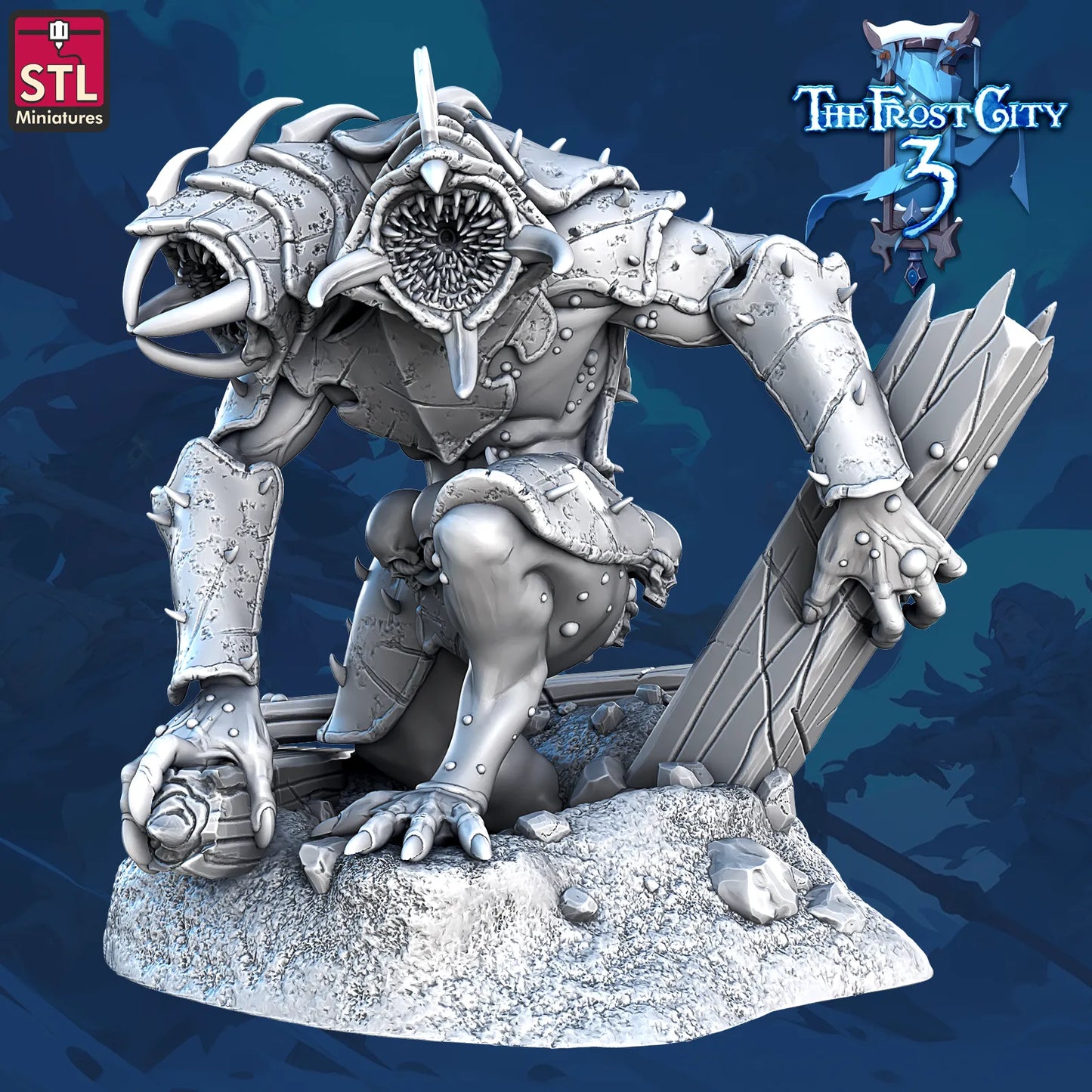 STL Miniatures - Frost City - Two Headed Monstrosity - DnD/TTRPG Figure/Miniature