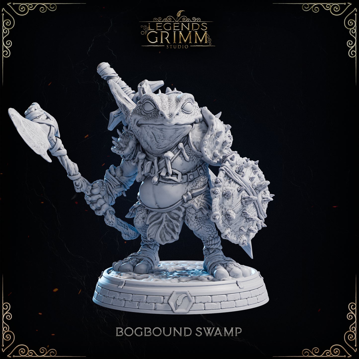 Grimm Legends - Bogbound Swamp - Toad Shieldswain - DnD/TTRPG Figure/Miniature