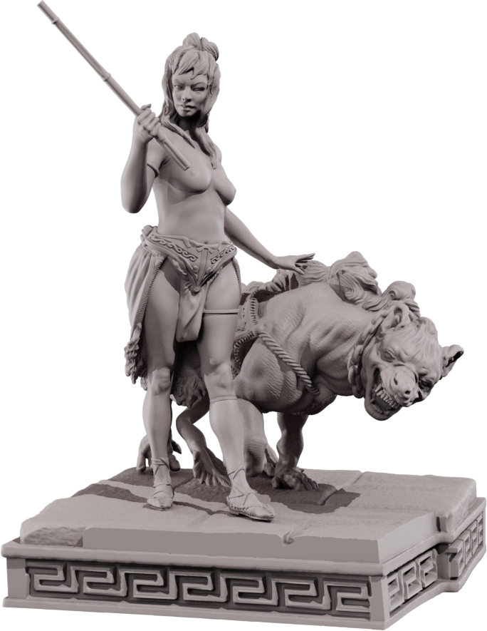 Devi Miniatures - Amazons - Vaelora & Hyena - 75mm Pin Up/Figure/Model/Diorama