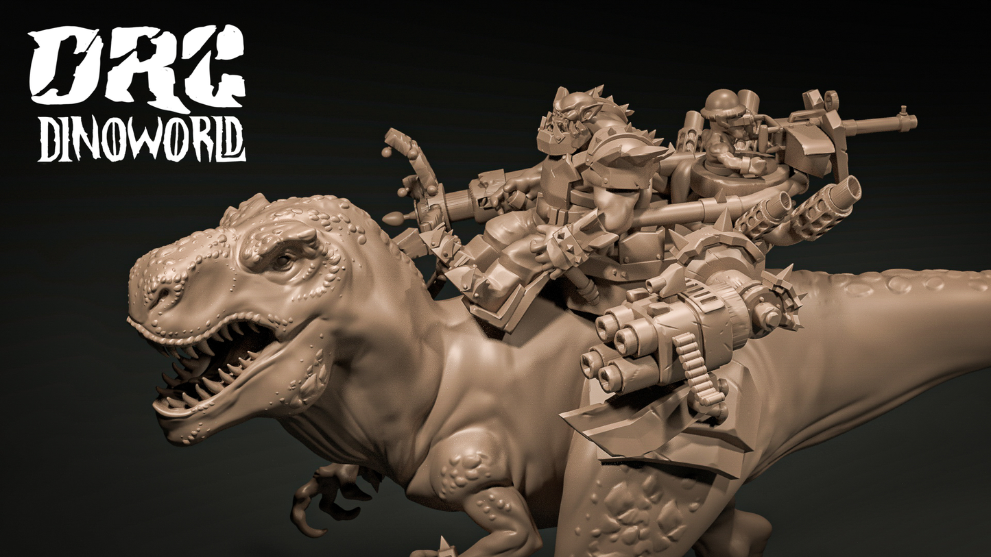 Dinoworld - Orks - Orc T-Rex War Machine - DnD/Pathfinder/TTRPG Figure Mini
