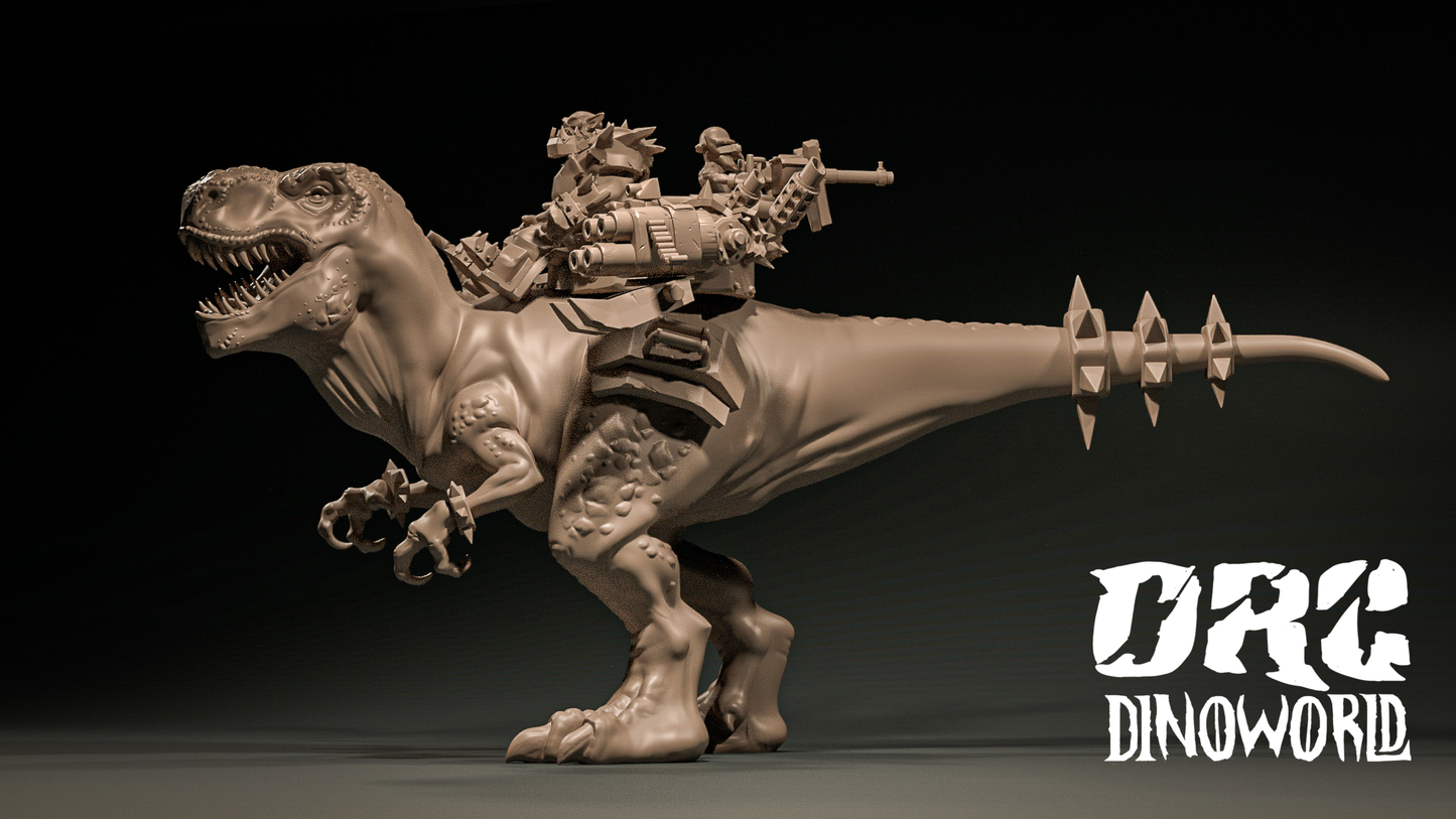Dinoworld - Orks - Orc T-Rex War Machine - DnD/Pathfinder/TTRPG Figure Mini