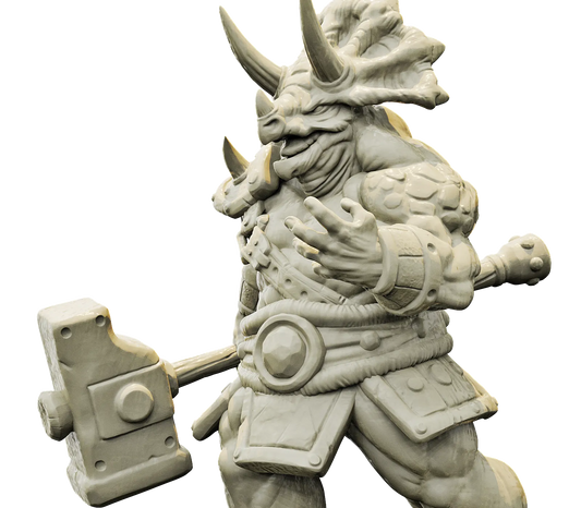 Brayan Nafarrate - Bestiary #4 - Triceratops Warrior #3 - DnD/TTRPG Figure/Miniature