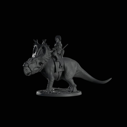 Dinoworld - Kingdoms #4 - Pachyrhinosaurus w/Rider - DnD/Pathfinder/TTRPG Figure