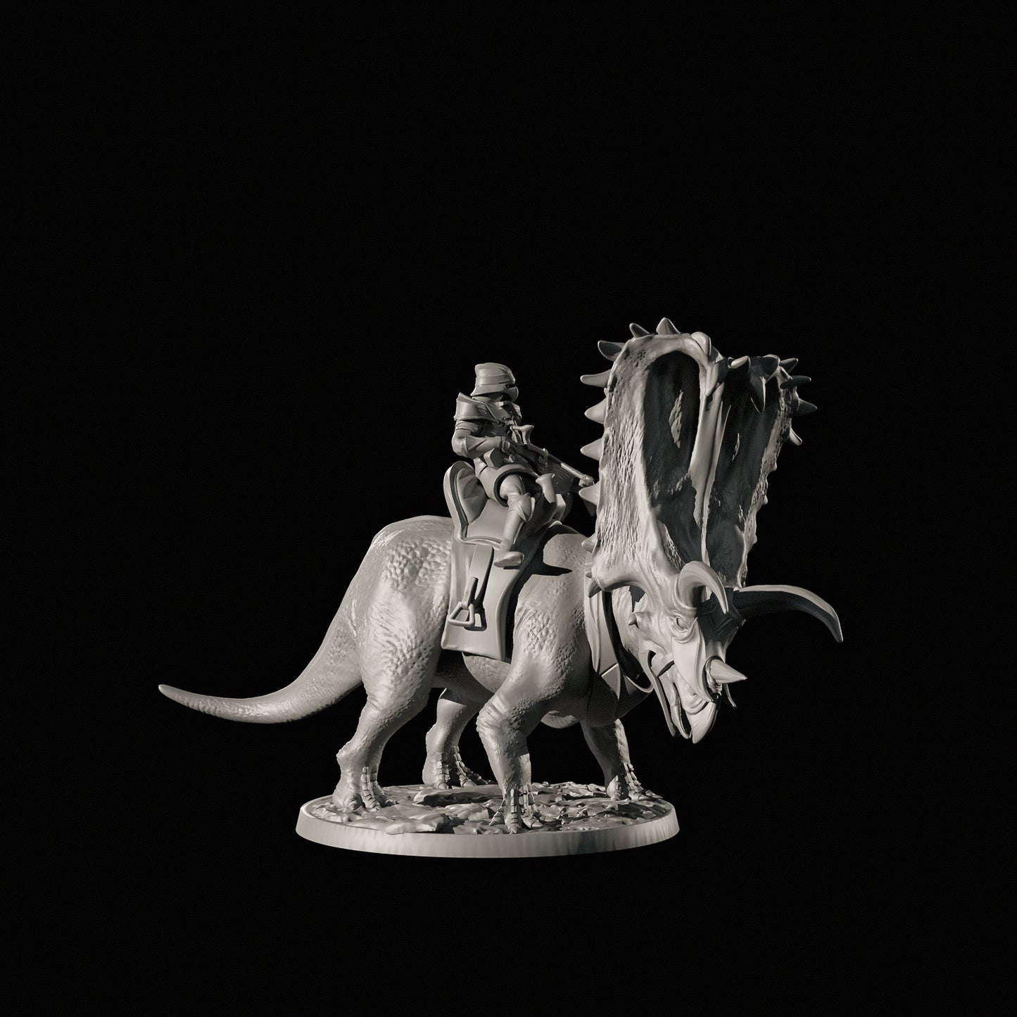 Dinoworld - Kingdoms #4 - Pentaceratops w/Rider - DnD/Pathfinder/TTRPG Figure