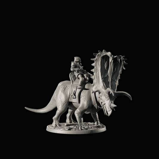 Dinoworld - Kingdoms #4 - Pentaceratops w/Rider - DnD/Pathfinder/TTRPG Figure