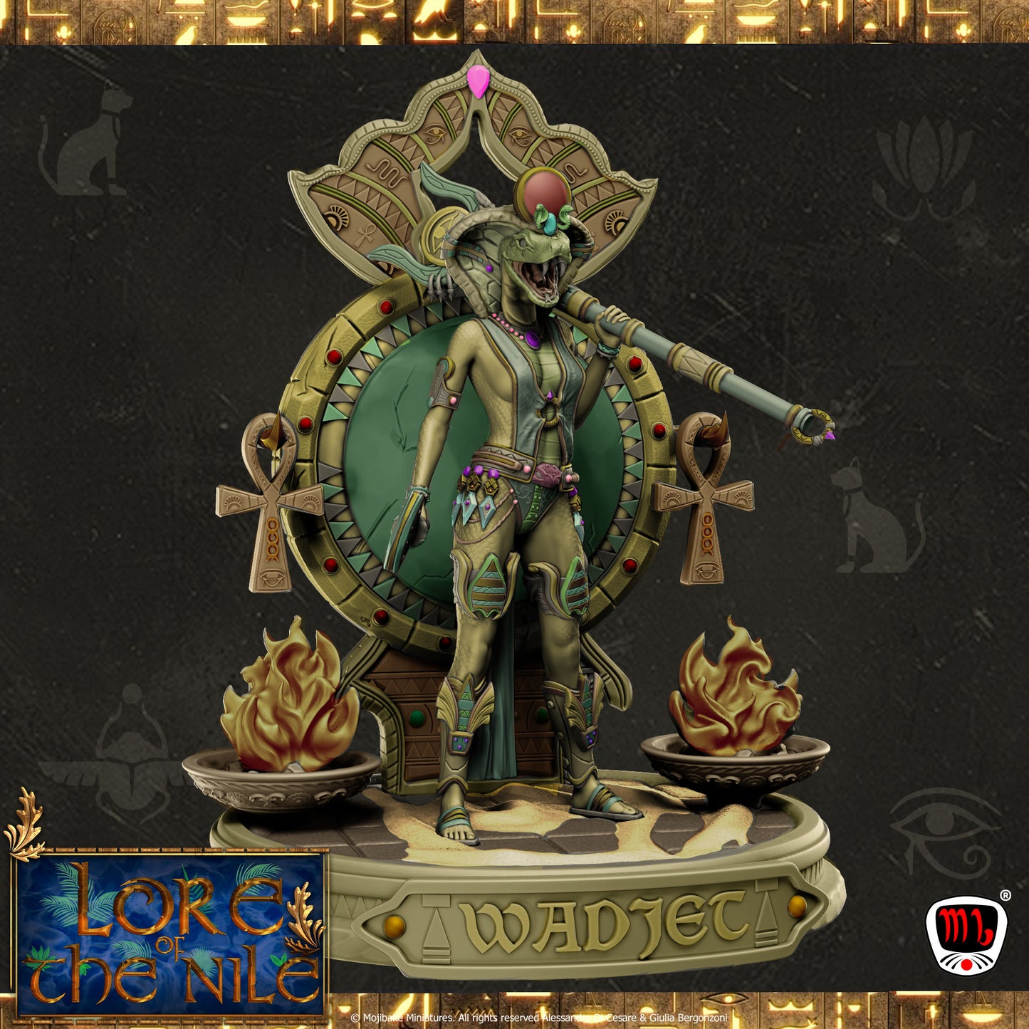 Mojibake - Lore of the Nile - Wadjet, Protector of Lower Egypt - 120mm Pin Up/Figure/Model/Diorama - Helios3DPrinting