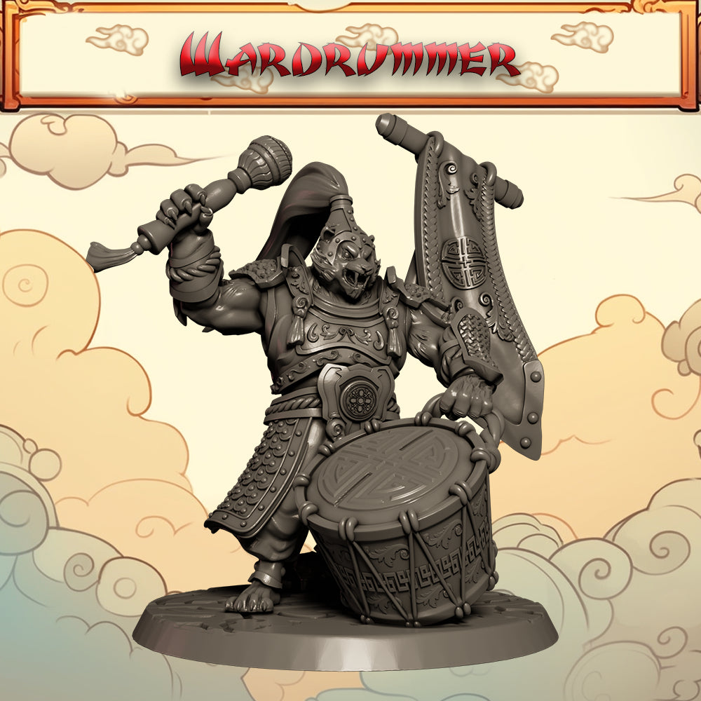 Mojibake - Battle for Xiuyu - Tabaxi Wardrummer - DnD/TTRPG Figure/Miniature - Helios3DPrinting