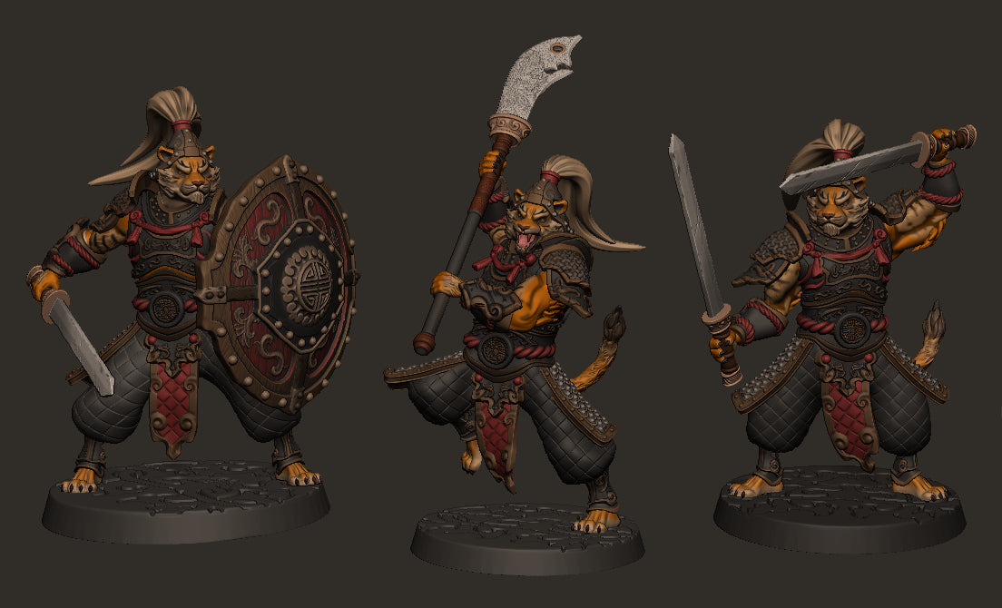 Mojibake - Battle for Xiuyu - Tabaxi Warriors - DnD/TTRPG Figure/Miniature - Helios3DPrinting