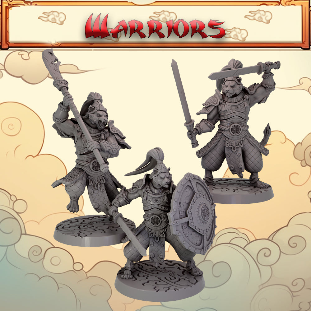 Mojibake - Battle for Xiuyu - Tabaxi Warriors - DnD/TTRPG Figure/Miniature - Helios3DPrinting