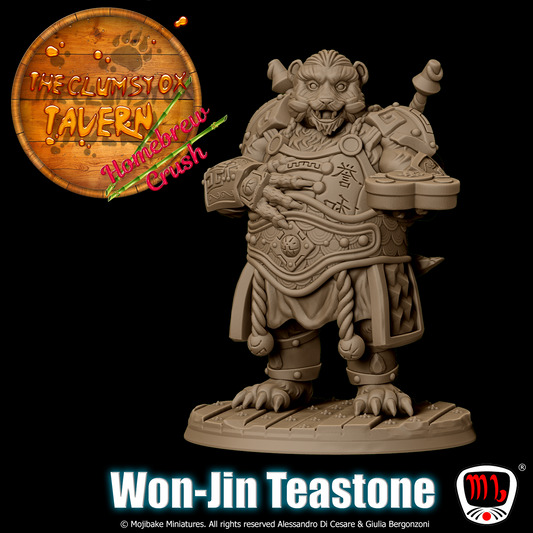 Mojibake - Clumsy Ox Tavern - Bearfolk Patron - DnD/TTRPG Figure/Miniature - Helios3DPrinting