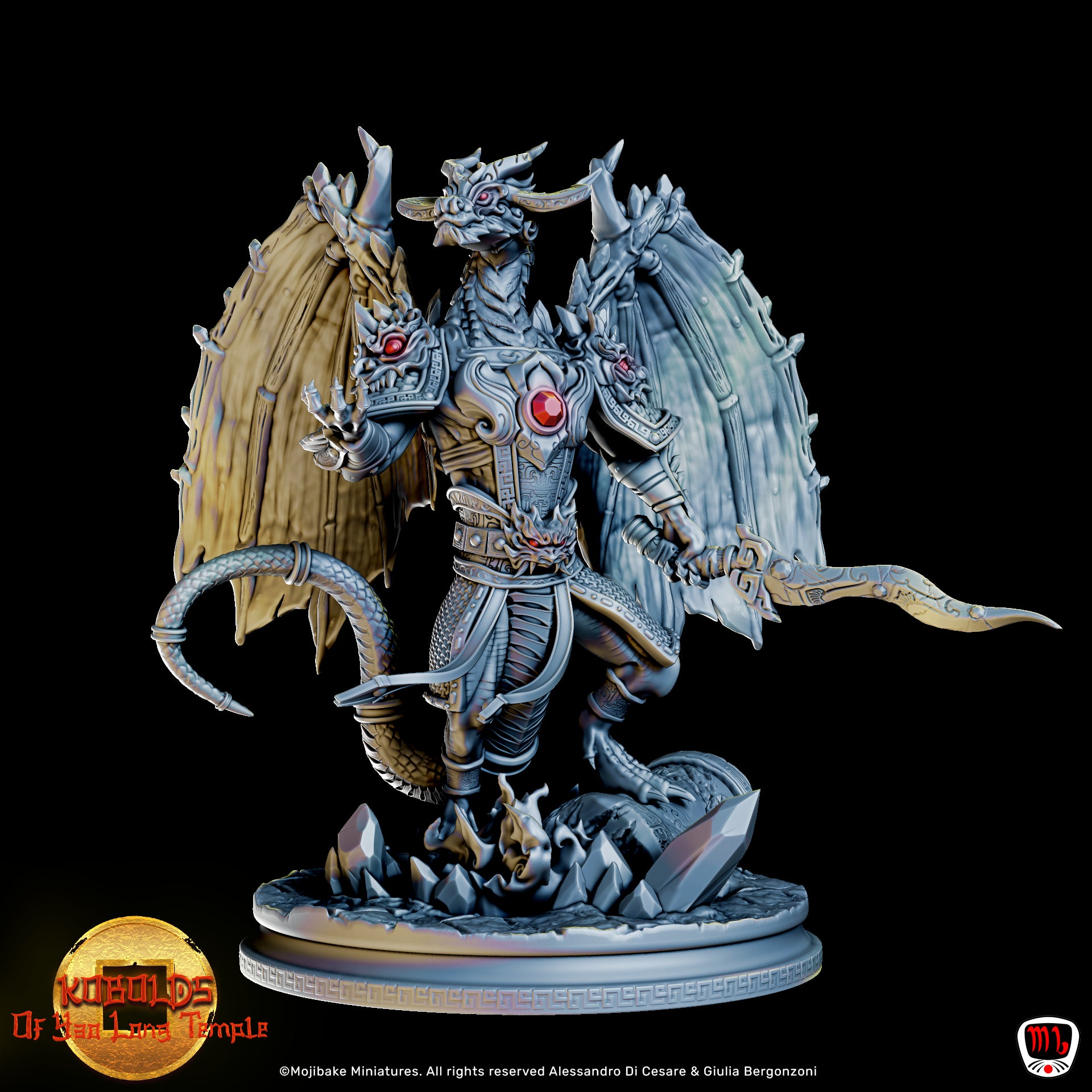 Mojibake - Kobolds Of Yao Long Temple - Xuan Long, The Dragon Boss - DnD/TTRPG Figure/Miniature - Helios3DPrinting